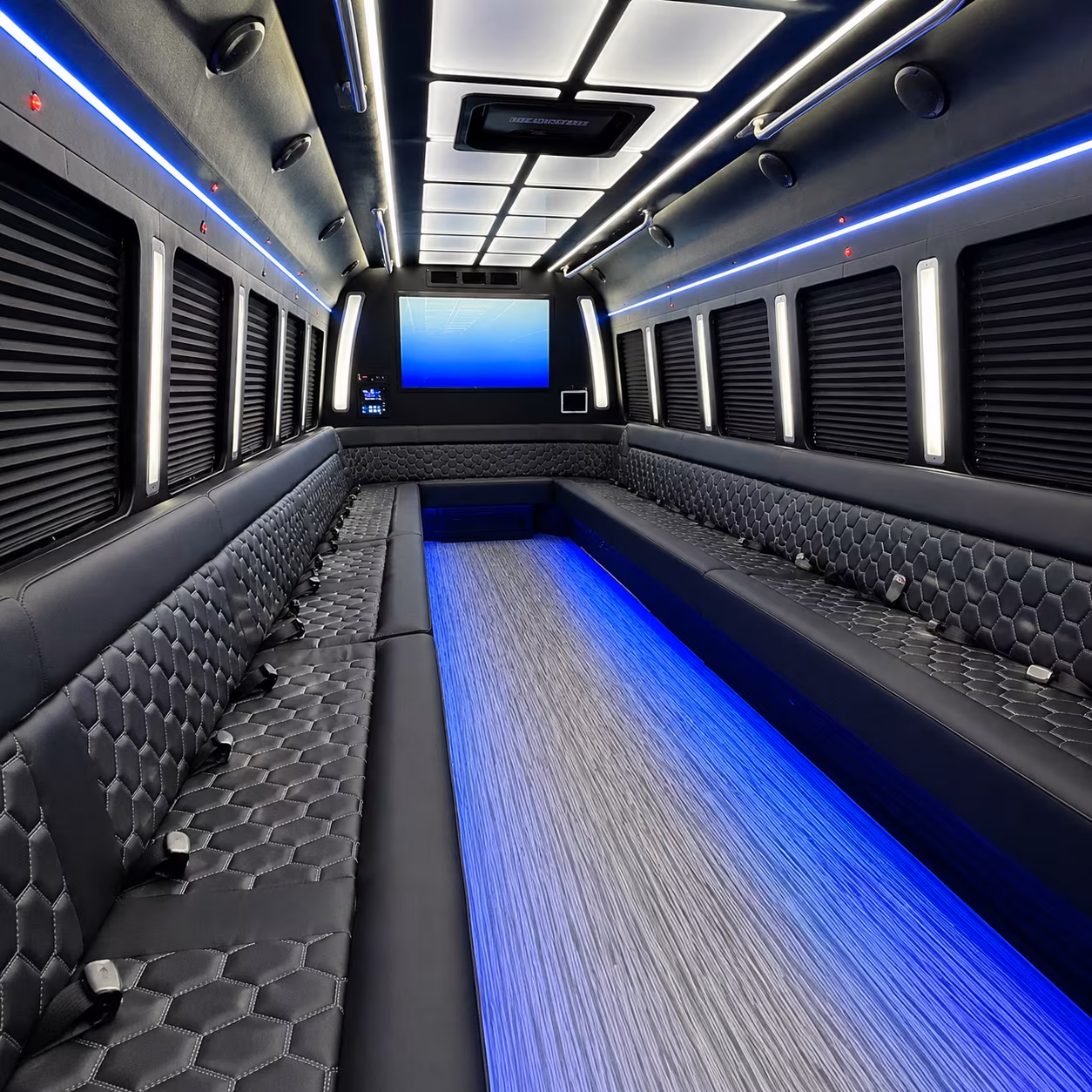 yorba linda 50 passenger party bus inside